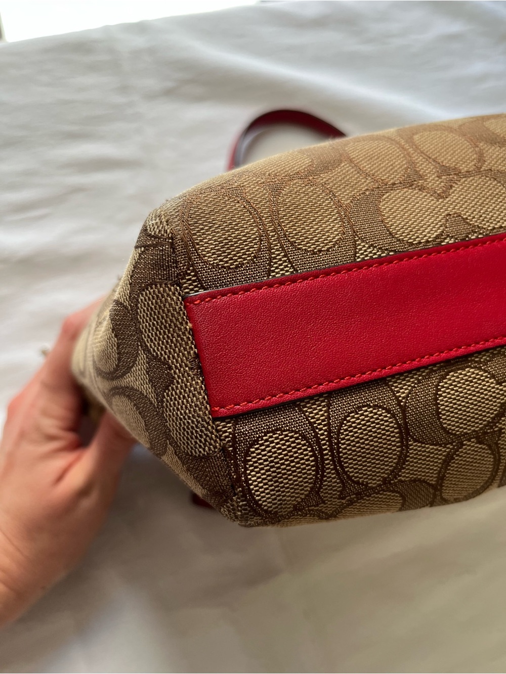 Coach Prairie Satchel with Signature Cs and Red Leather Trim - Picture 6 of 15